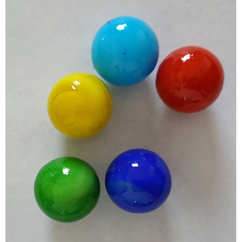 Assortiment de 5 billes de couleurs - Bleue, rouge, jaune et verte