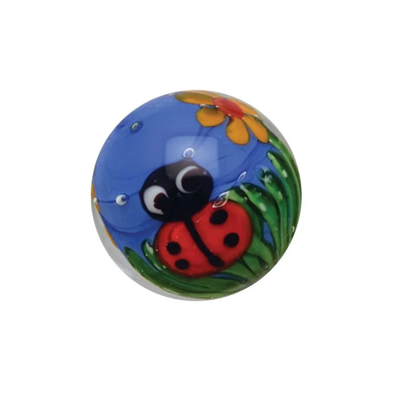 Bille coccinelle 22mm - Fond bleu foncé