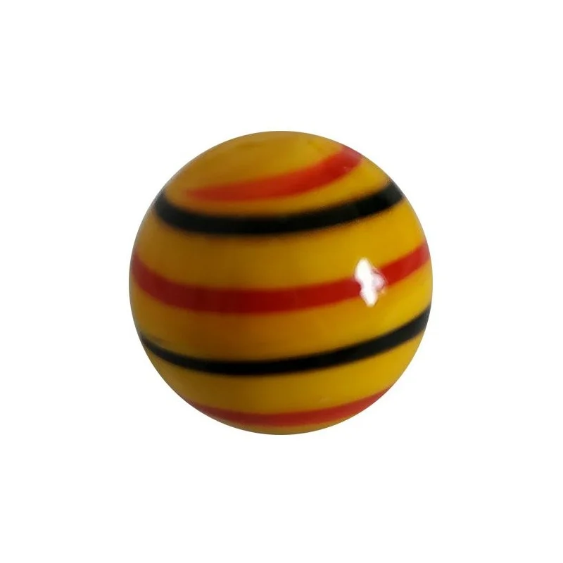 Bille jaune bandes rouges et noires 22mm