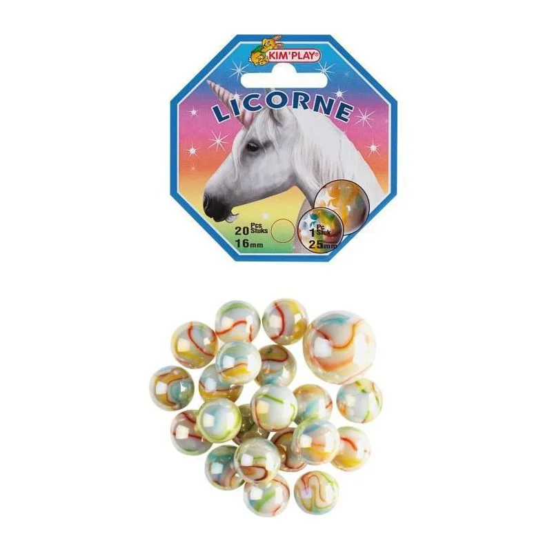 20 billes + 1 calot licorne