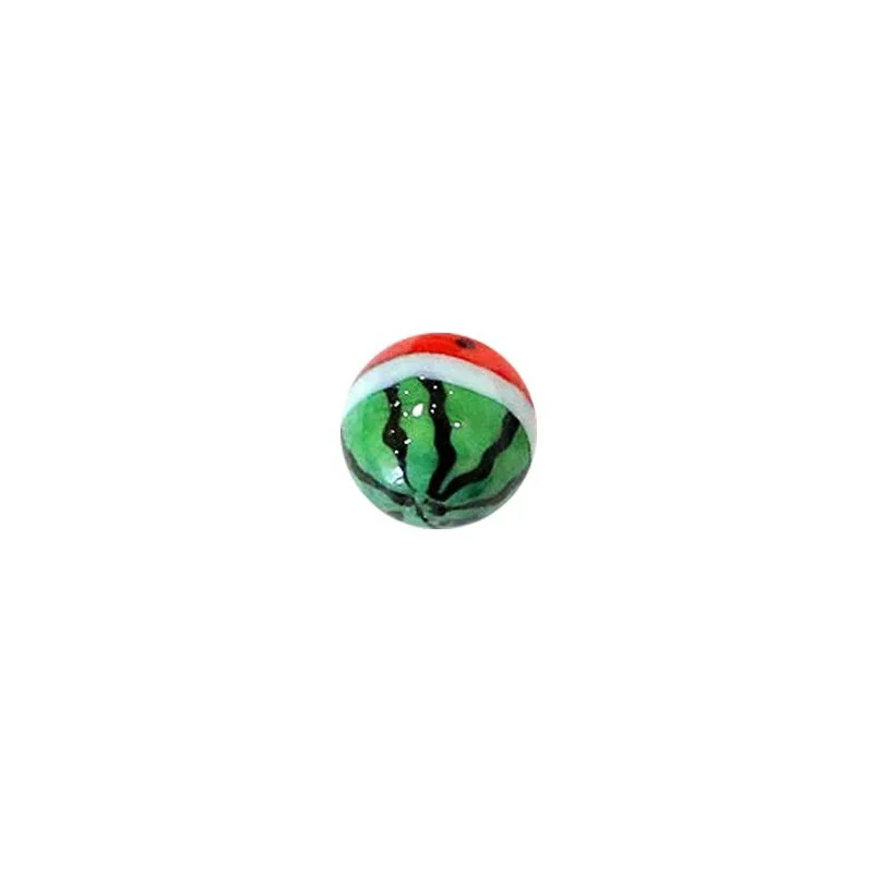 Bille melon vert/rouge pois noirs 16mm