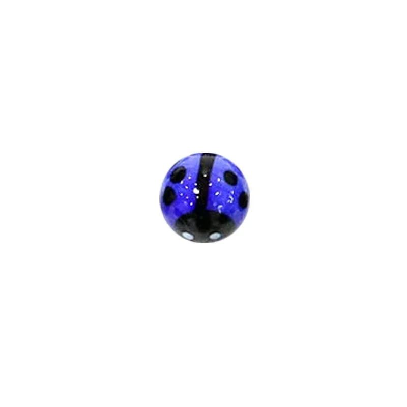 Bille coccinelle bleu foncé pois noirs 16mm