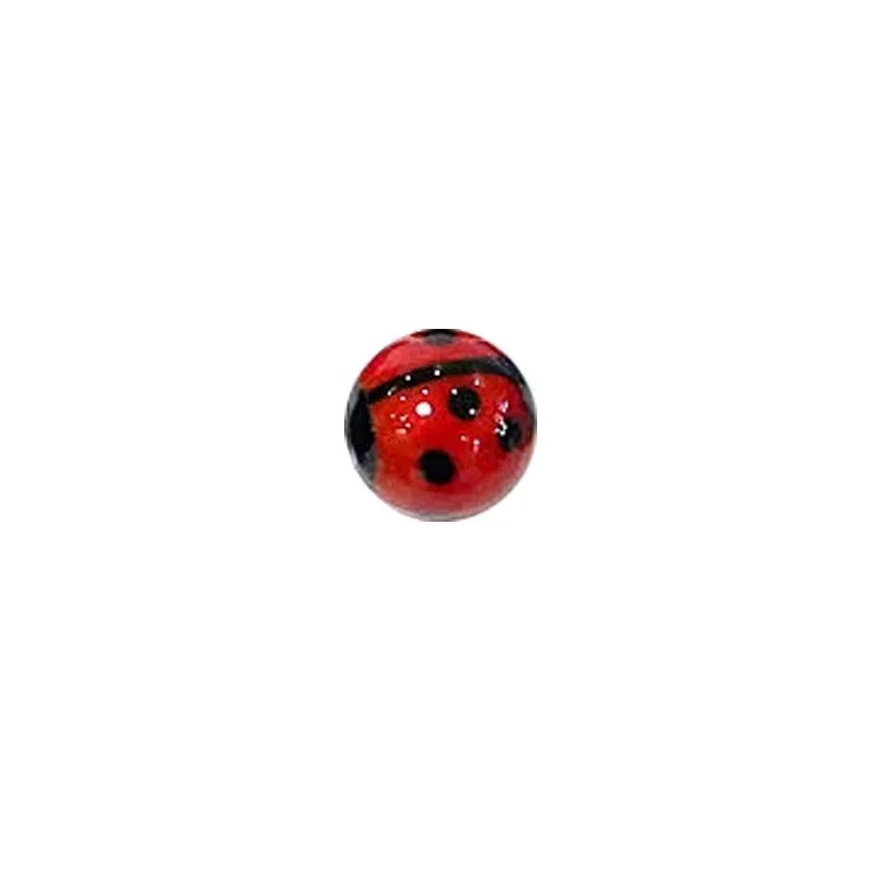 Bille coccinelle rouge pois noirs 16mm