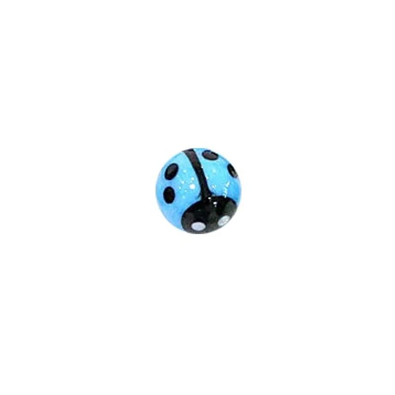 Bille coccinelle bleu ciel pois noirs 16mm